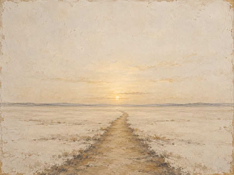 Fresque&nbsp;: un chemin de terre s&rsquo;éloignant vers l&rsquo;horizon